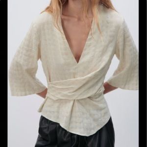 Zara Drapes Linen Blend Top